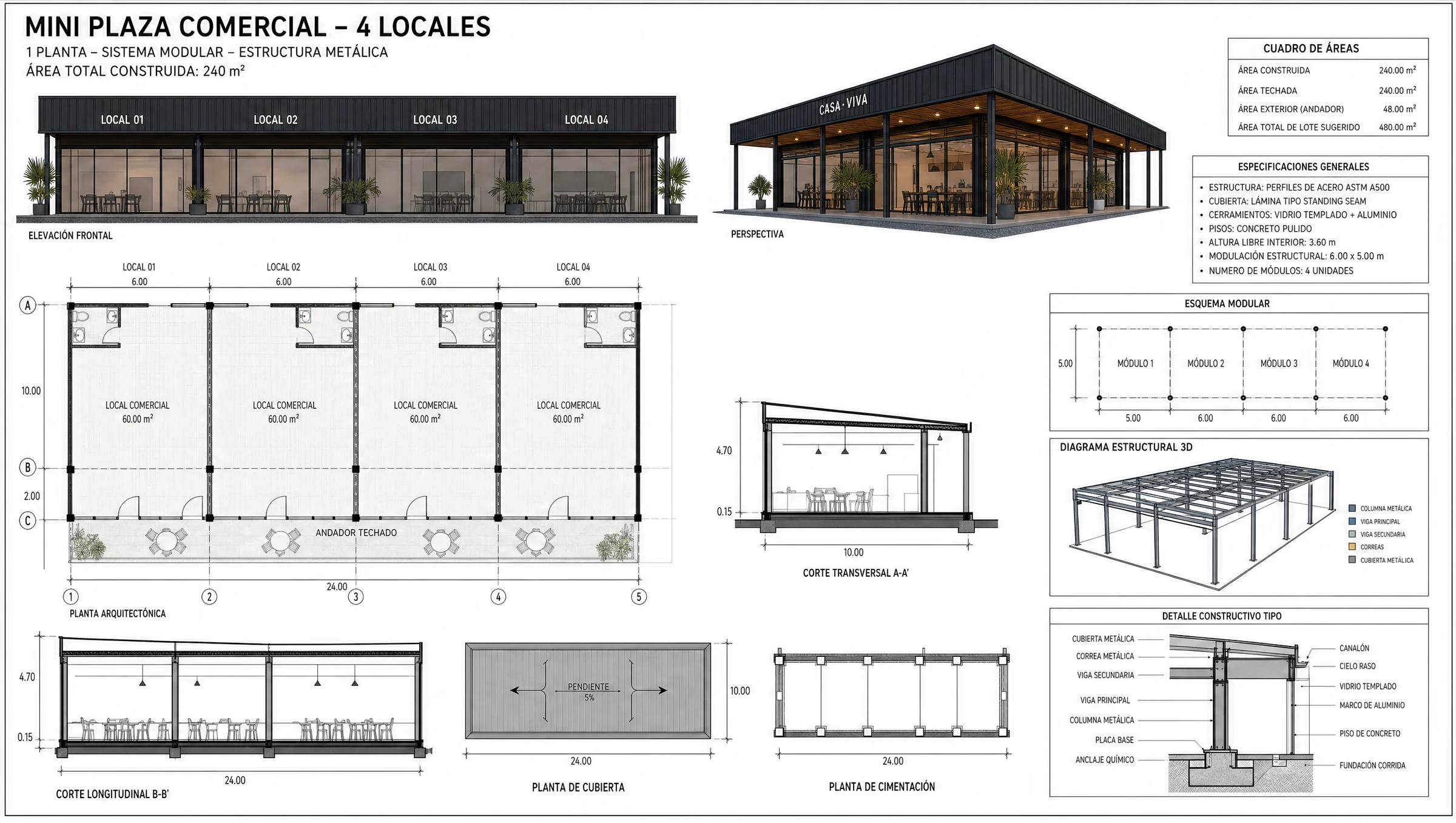 Plano arquitectonico Local Comercial 120 m2